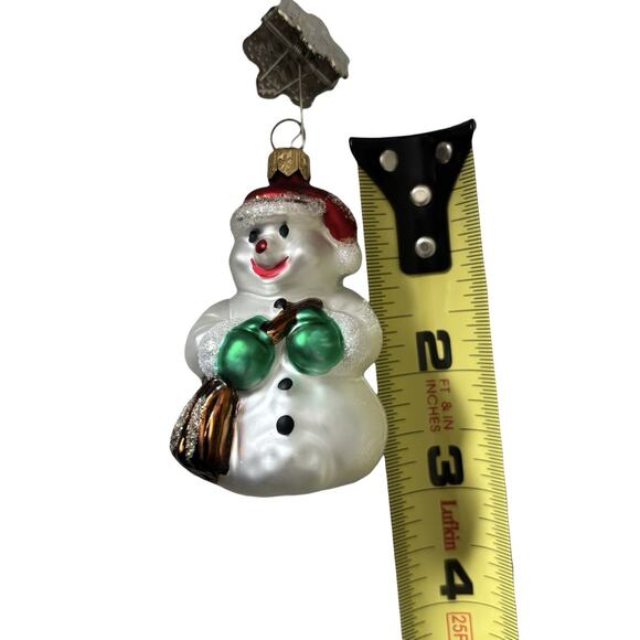 Snowman Mouth Blown Glass Tree Ornament Impuls Christmas Hand Painted - Picture 5 of 5
